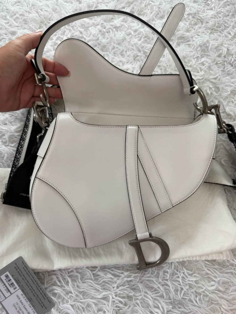 Christian Dior White Calfskin Saddle Bag - Picture 2 of 12